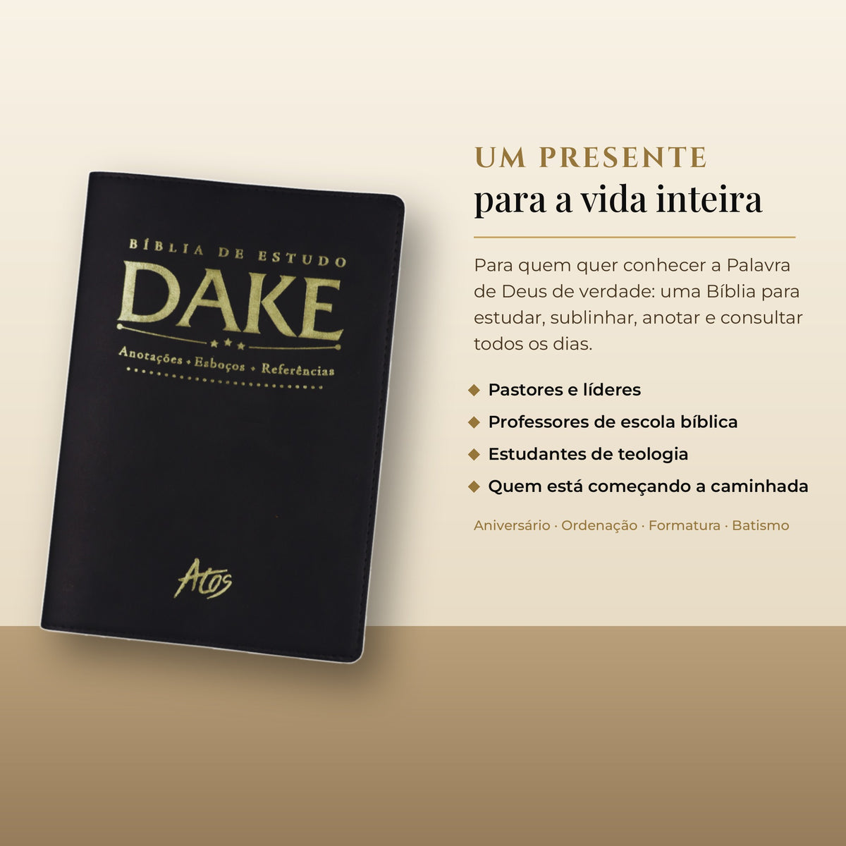 Bíblia de Estudo Dake capa luxo preta, couro simulado – presente para pastores, líderes e estudantes